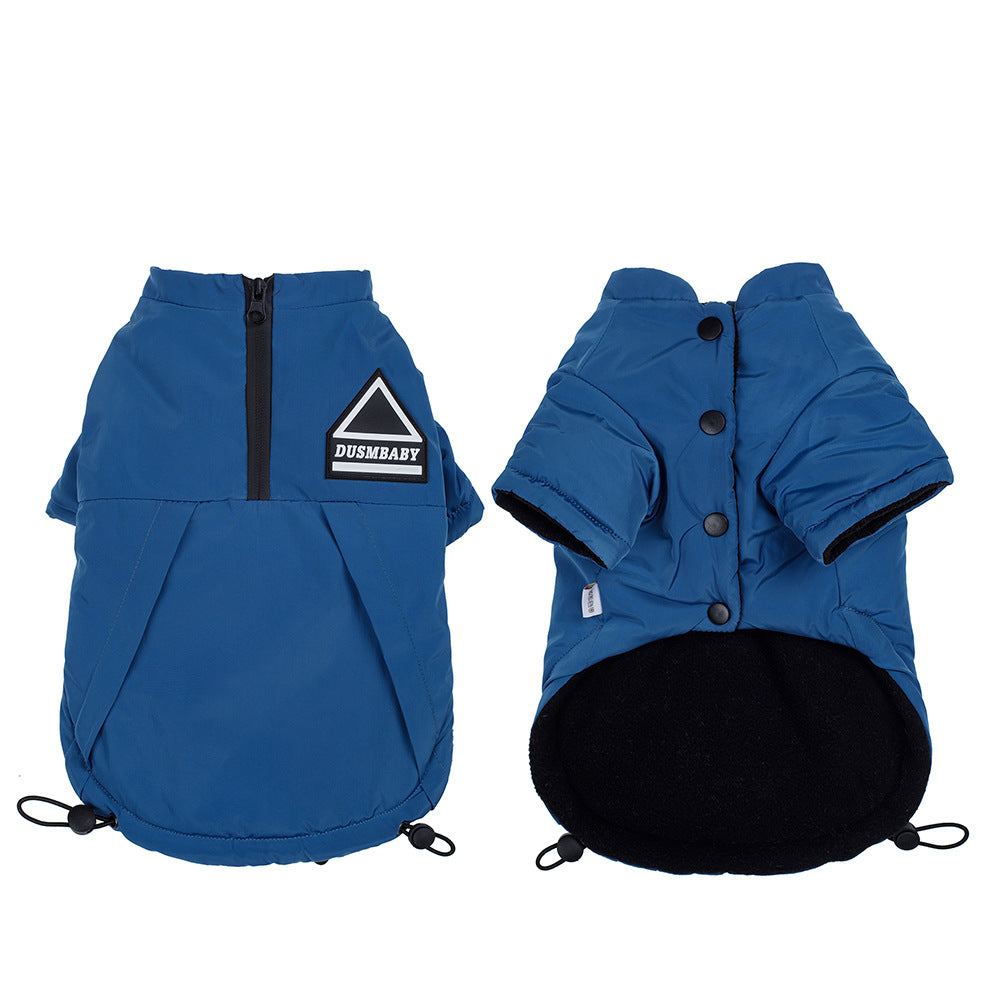 Chaqueta color azul con botones y cuerda de ajuste 