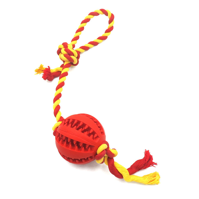 Pelota Goma Dispensadora de Comida con Cuerda de Algodón Resistente a Mordeduras.