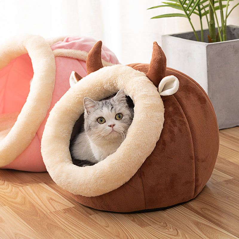 Cama Cueva para Gato, Extraíble y Lavable.