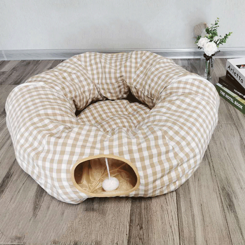 Cama Nido - Tunel Pleglable para Gato  2 en 1 Diversion y Descanso Asegurado