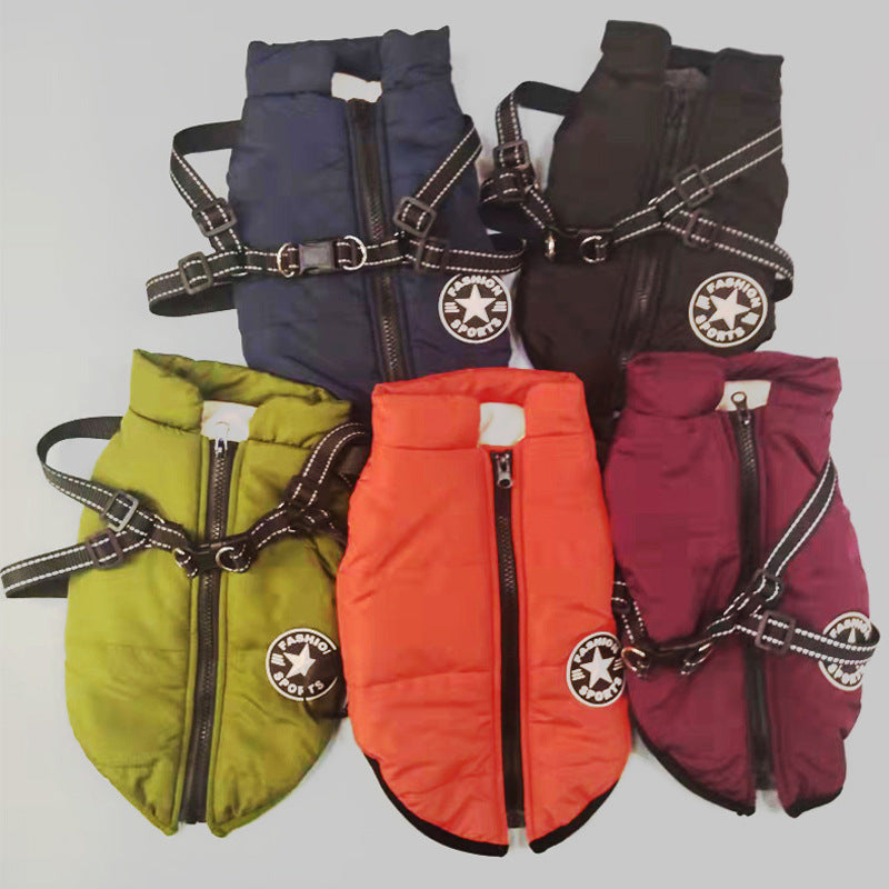 Ropa Chaqueta con Arnés Sencilla y Creativa de Otoño e Invierno para Mascota Perro