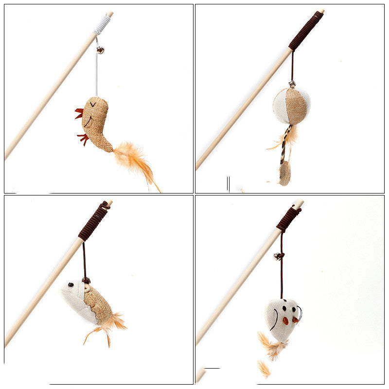 Juguete Divertido para Gato con Palo de Madera