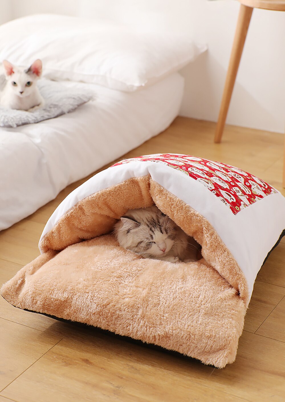Cama Cerrada para Gato Extraíble y Lavable Algodon Cachemira