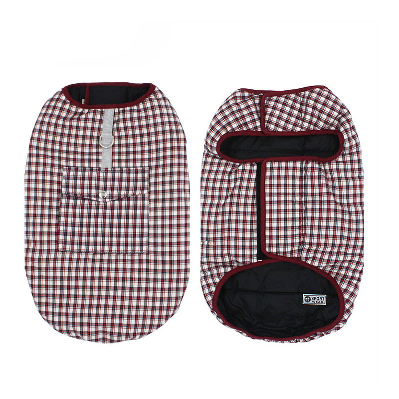 Chaleco impermeable para perro color rojo a cuadros