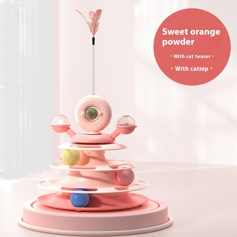 Torre de Juguete 4 Niveles para Gato Plataforma Giratoria Bolas Giratorias.