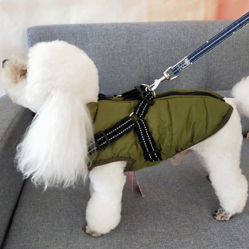 Ropa Impermeable para Perro Abrigo de Invierno con Arnés para Mascota Perro