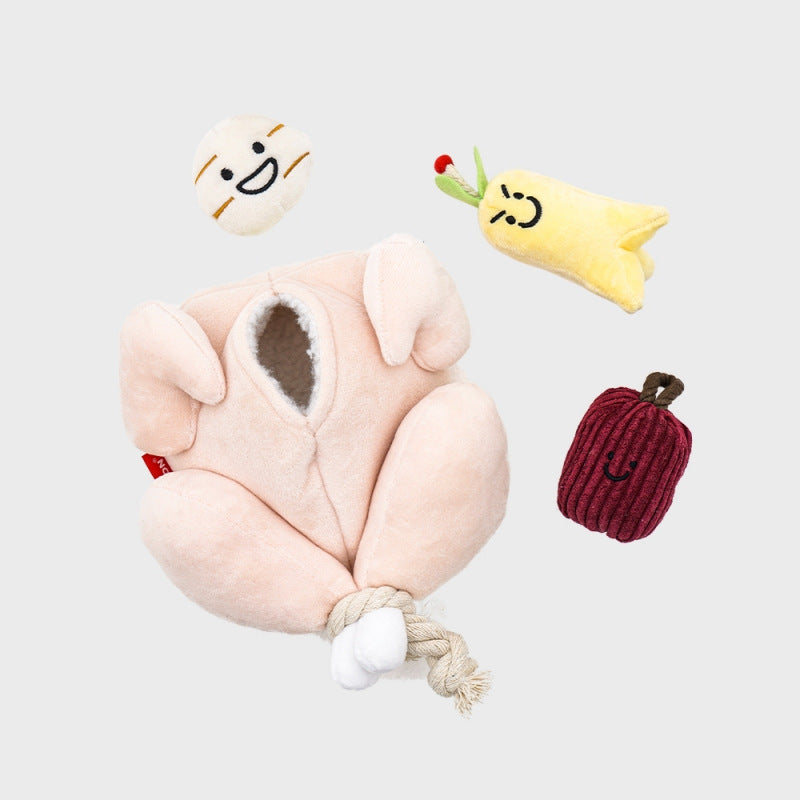 Juguete para Perro Pollo de Peluche Rellenable con Accesorios