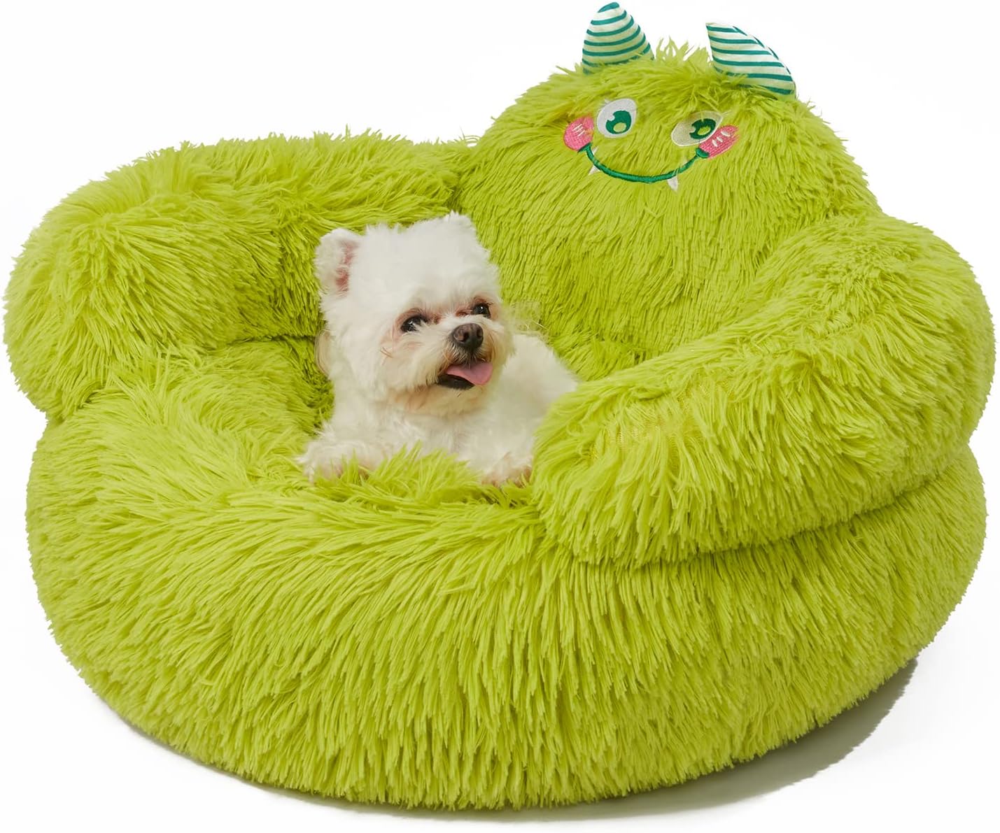 Cama Relajante para Perro y gato con Respaldo Alto y Forma de Donut.