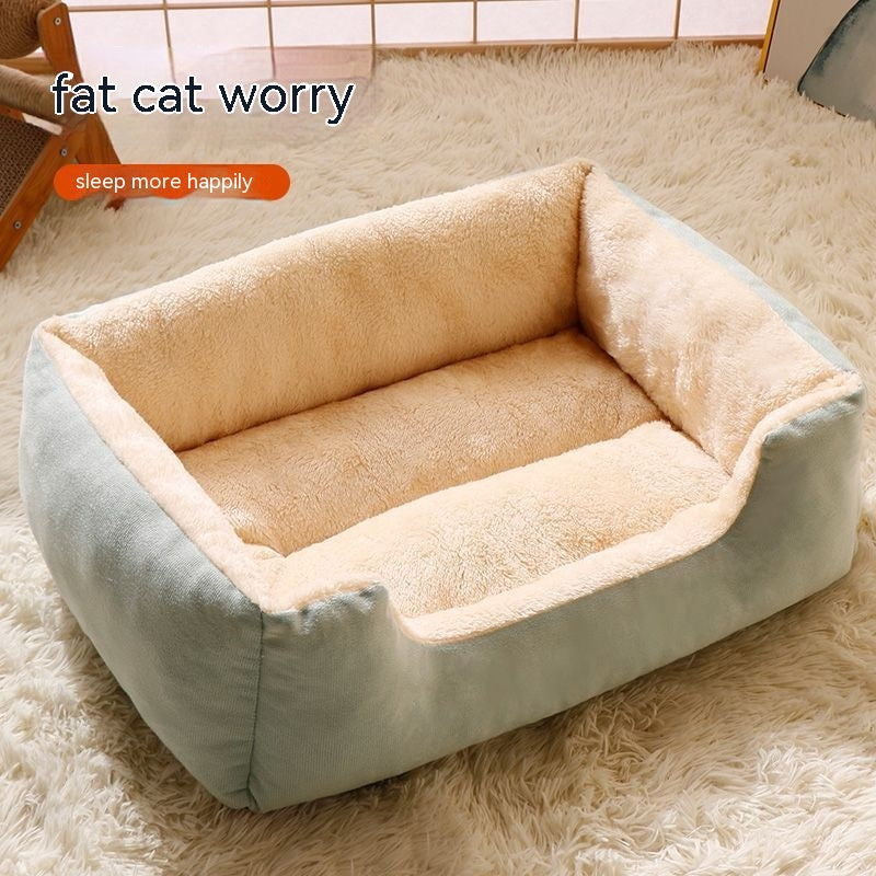 Cama de franela cálida para perro y gato color beige y gris