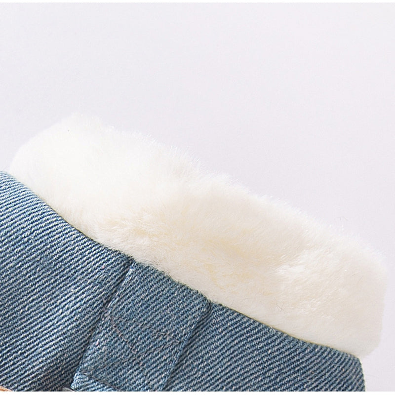 Chaqueta Denim para Perro Mascota Estilo Coreano para Otoño e Invierno con Osito Peluche