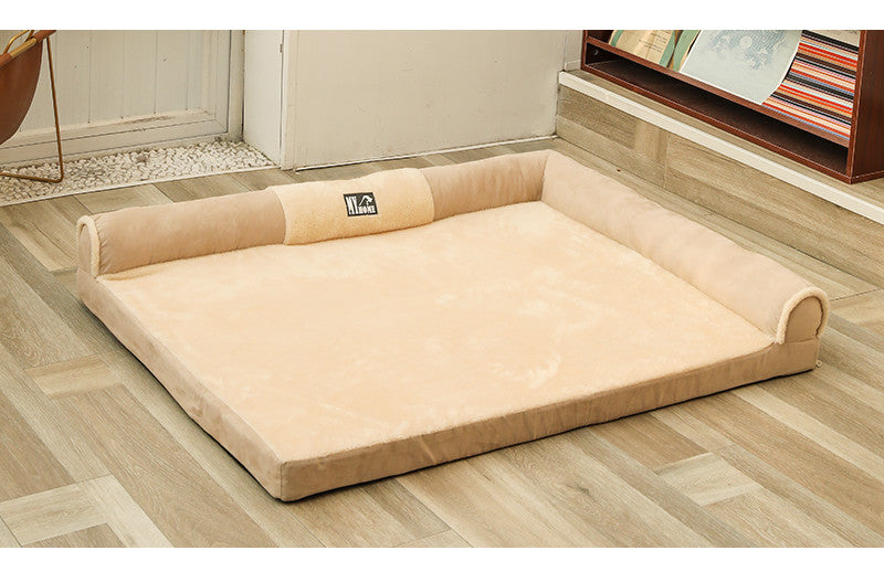 Sofá cama en L para perro color beige 