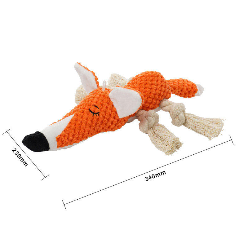 Juguete de peluche con cuerda y sonido para perros en forma de zorro