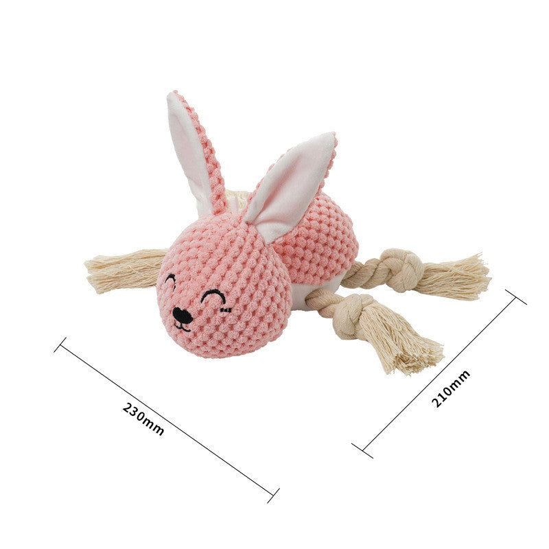 Juguete de peluche con cuerda y sonido para perros en forma de conejo