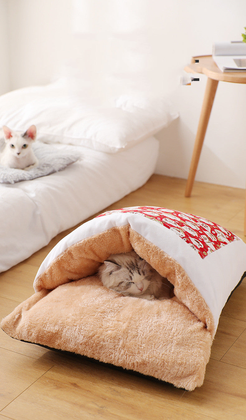 Cama Cerrada para Gato Extraíble y Lavable Algodon Cachemira