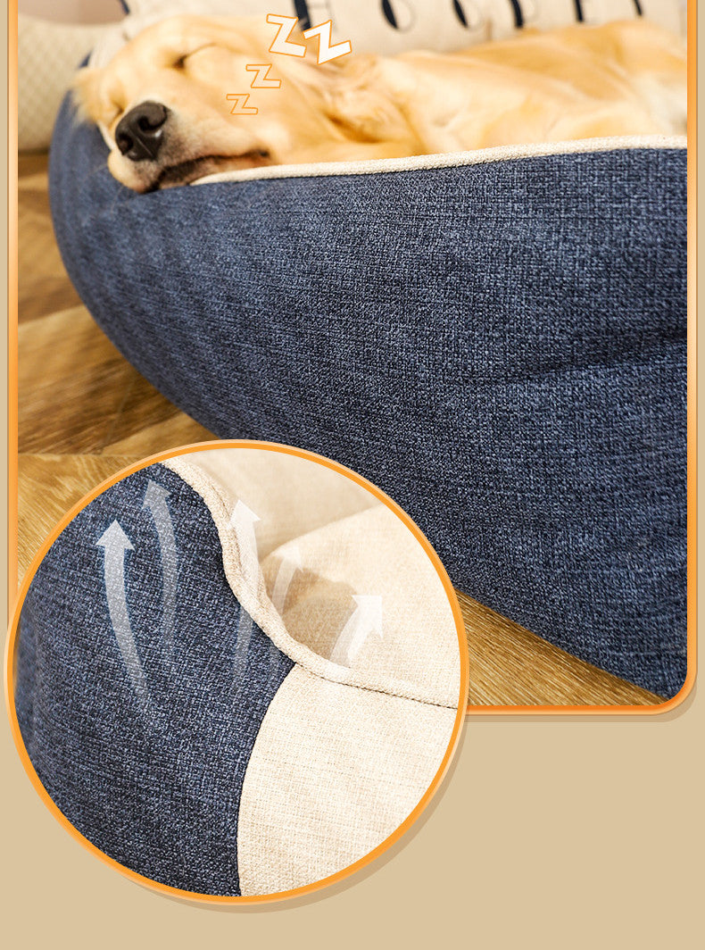 Cama Extraíble y Lavable Cuatro Estaciones para Perro Gato con Respaldo Britanico