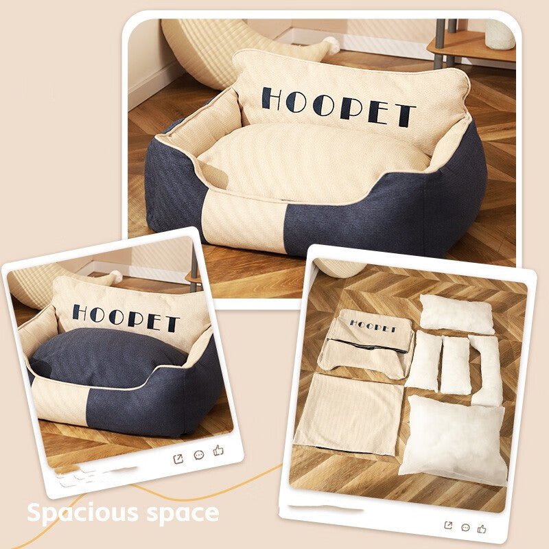 Cama Extraíble y Lavable Cuatro Estaciones para Perro Gato con Respaldo Britanico