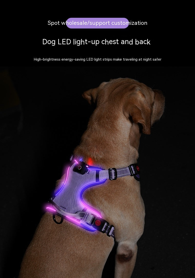 Arnes Correa de pecho Luminosa LED para Perro Mascotas Recargable por USB