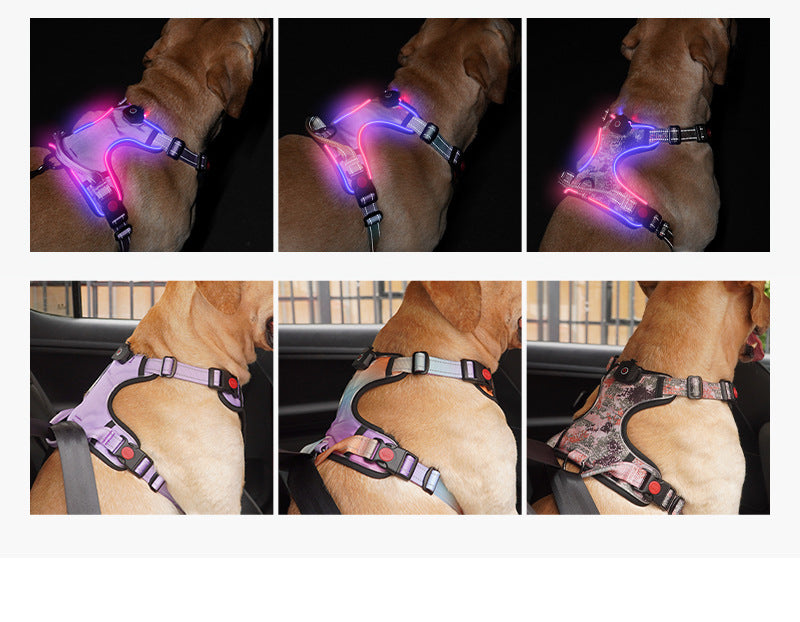 Arnes Correa de pecho Luminosa LED para Perro Mascotas Recargable por USB