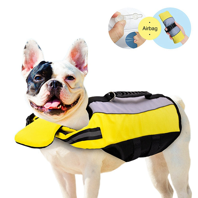Chaleco Salvavidas con Bolsa de Aire y Reflectante para Perro Mascota