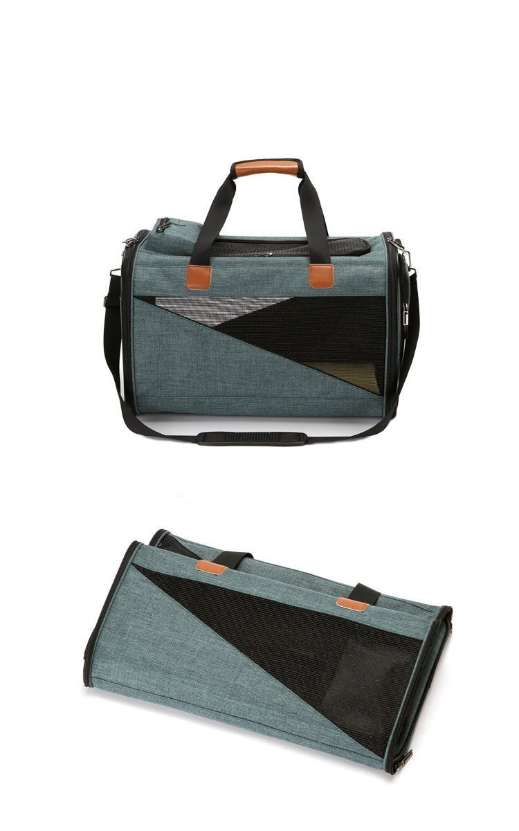 Vista bolso plegable para transporte de gato plegado