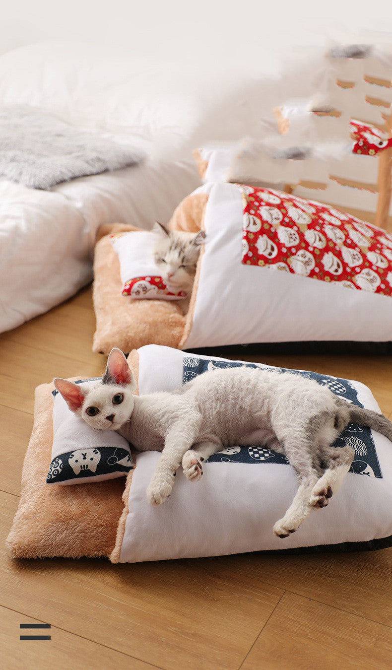 Cama Cerrada para Gato Extraíble y Lavable Algodon Cachemira