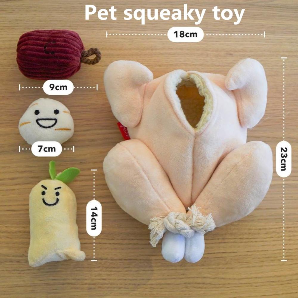 Juguete para Perro Pollo de Peluche Rellenable con Accesorios
