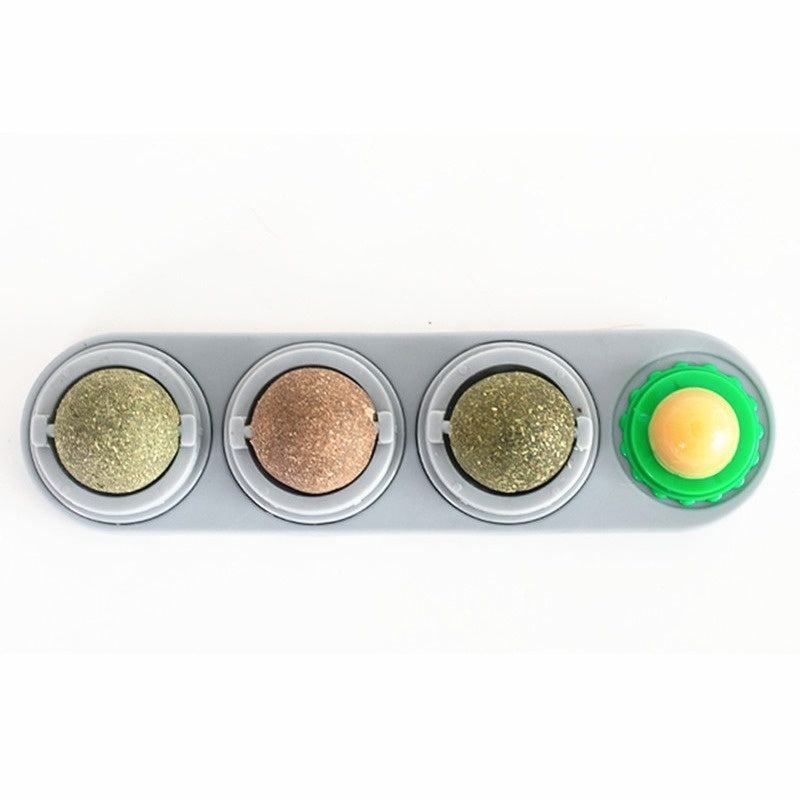 4 Bolas de Pared Hierba Gatera Golosina para Gato para Lamer de Larga Duración