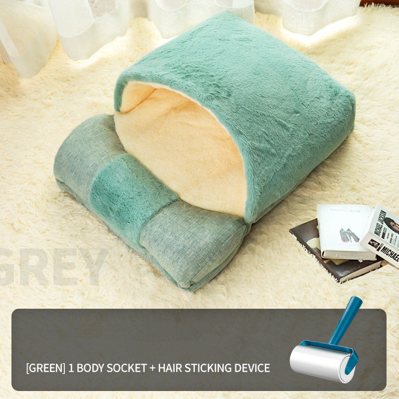 Cama Semicerrada Cuatro Estaciones para Perro Gato Mascotas