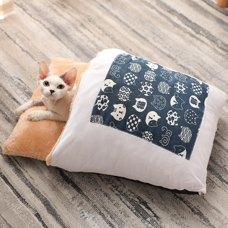 Cama Cerrada para Gato Extraíble y Lavable Algodon Cachemira