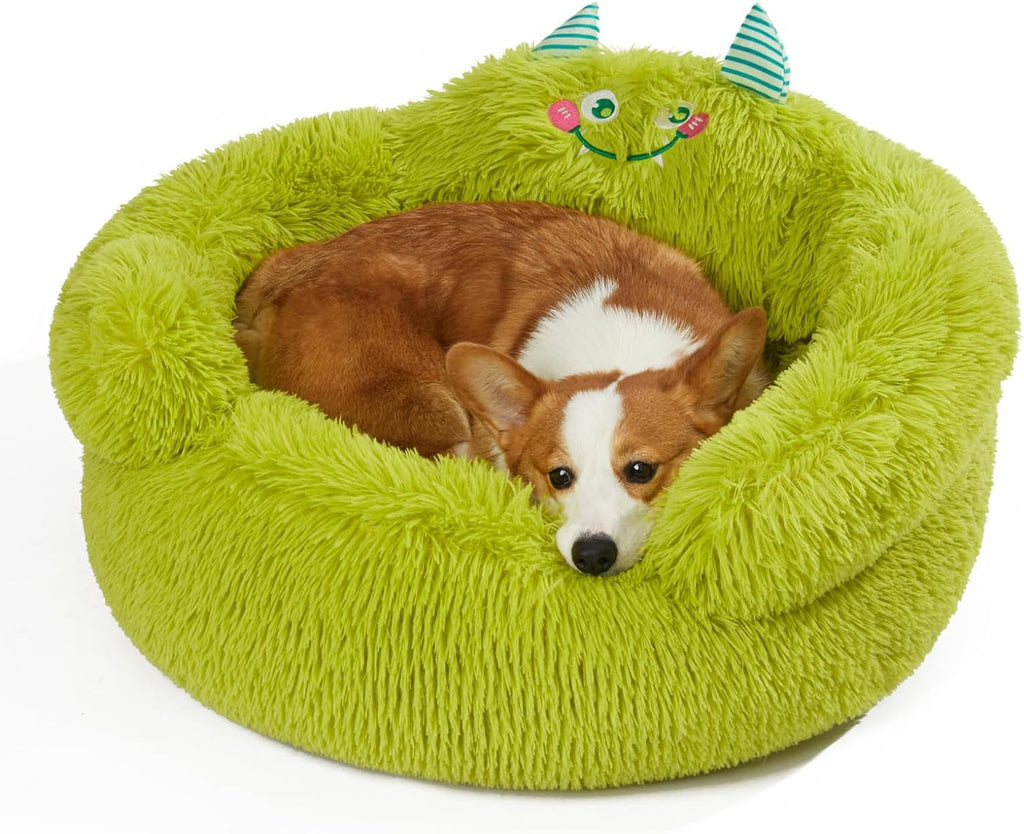 Cama Relajante para Perro y gato con Respaldo Alto y Forma de Donut.