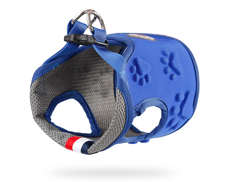 Chaleco arnés para perro con estampado de pata color azul