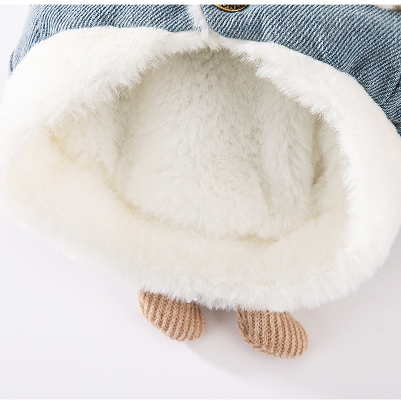 Chaqueta Denim para Perro Mascota Estilo Coreano para Otoño e Invierno con Osito Peluche