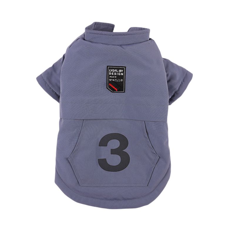 Abrigo de terciopelo para perro color azul vista frontal