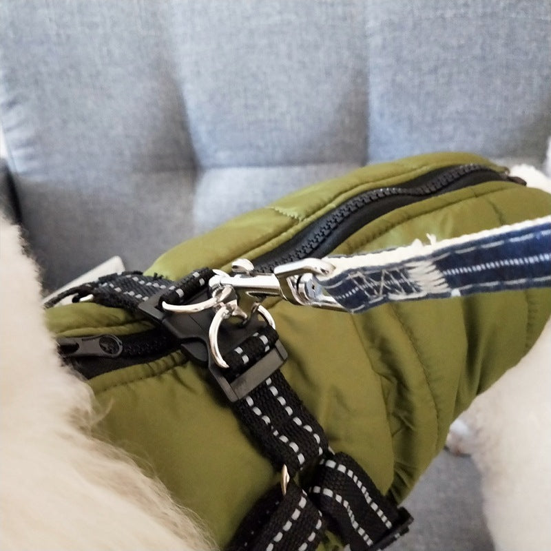 Ropa Impermeable para Perro Abrigo de Invierno con Arnés para Mascota Perro