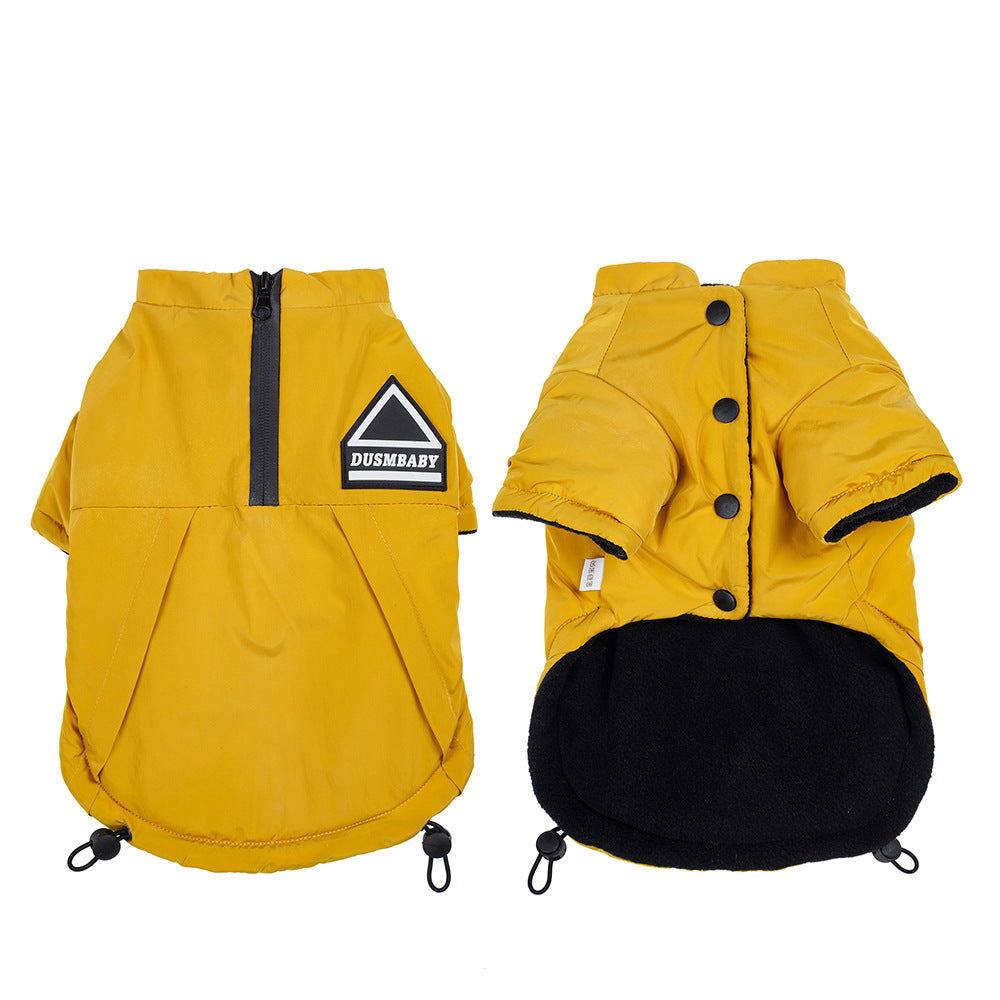 Chaqueta de color amarillo con botones y cuerda de ajuste