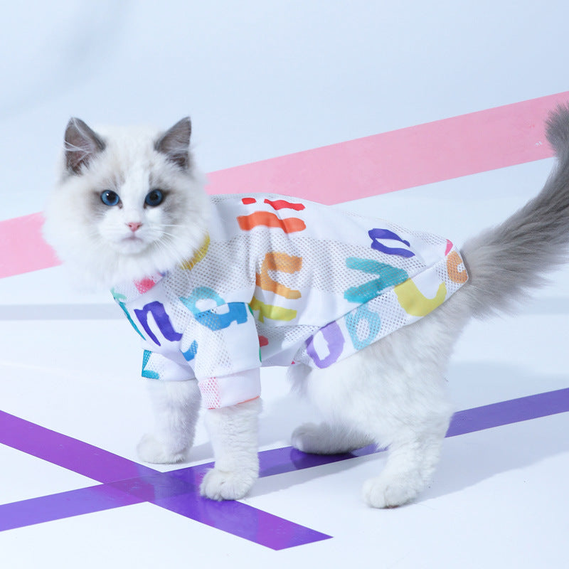 Ropa para Gato Bonito Chaleco Letras de Colores