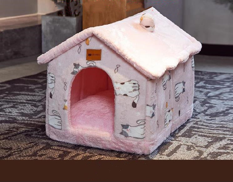 Caseta Felpa Plegable de Invierno para Perro Gato