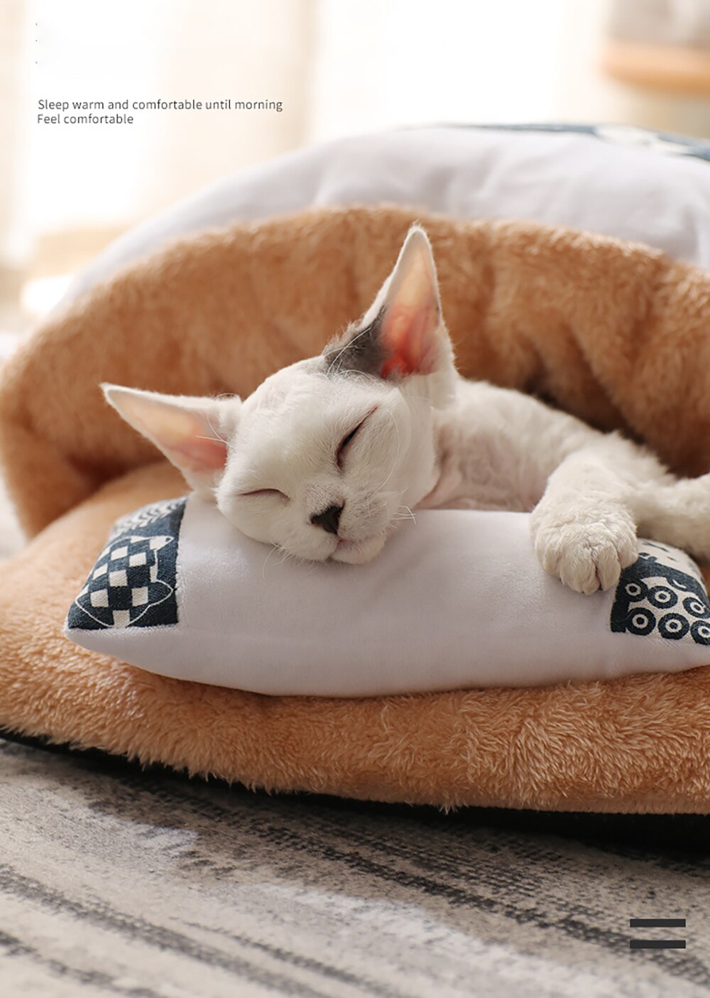 Cama Cerrada para Gato Extraíble y Lavable Algodon Cachemira