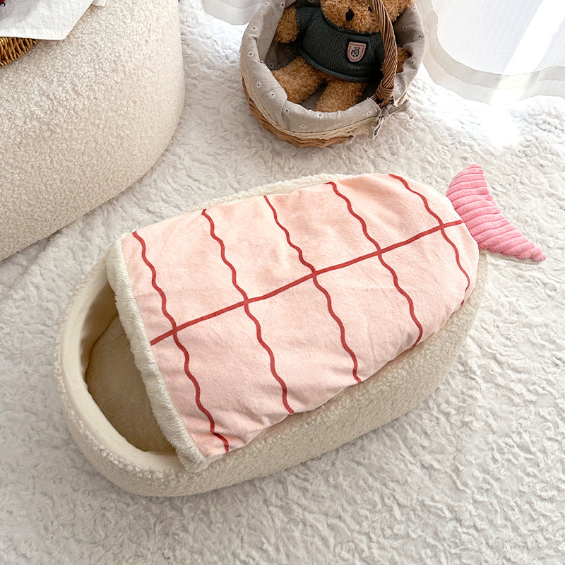 Cama Colchón para Mascotas con forma de Sushi Extraíble y Cálido