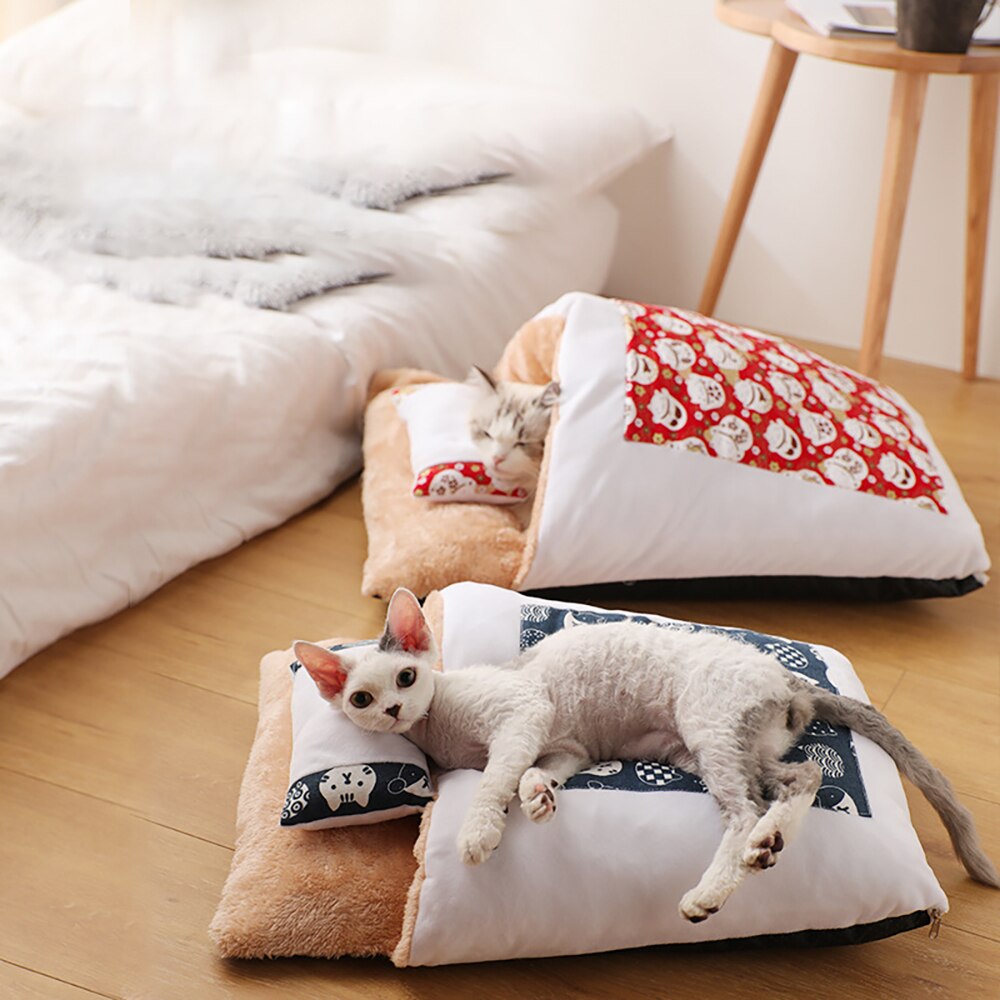 Cama Cerrada para Gato Extraíble y Lavable Algodon Cachemira
