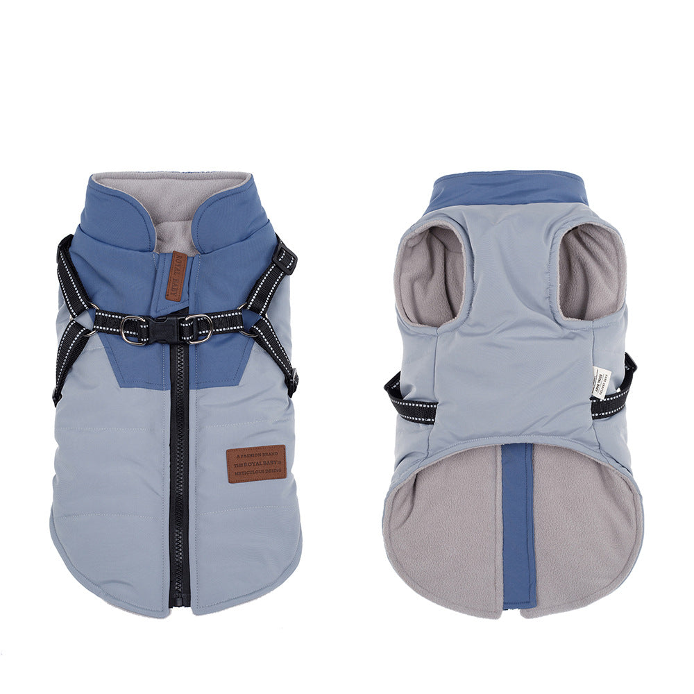 Chaleco casual color azul palido con cremallera y arnes