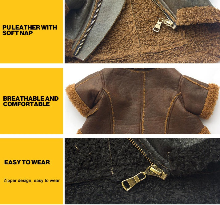 Chaqueta de Cuero para Perro Ropa de Otoño e Invierno