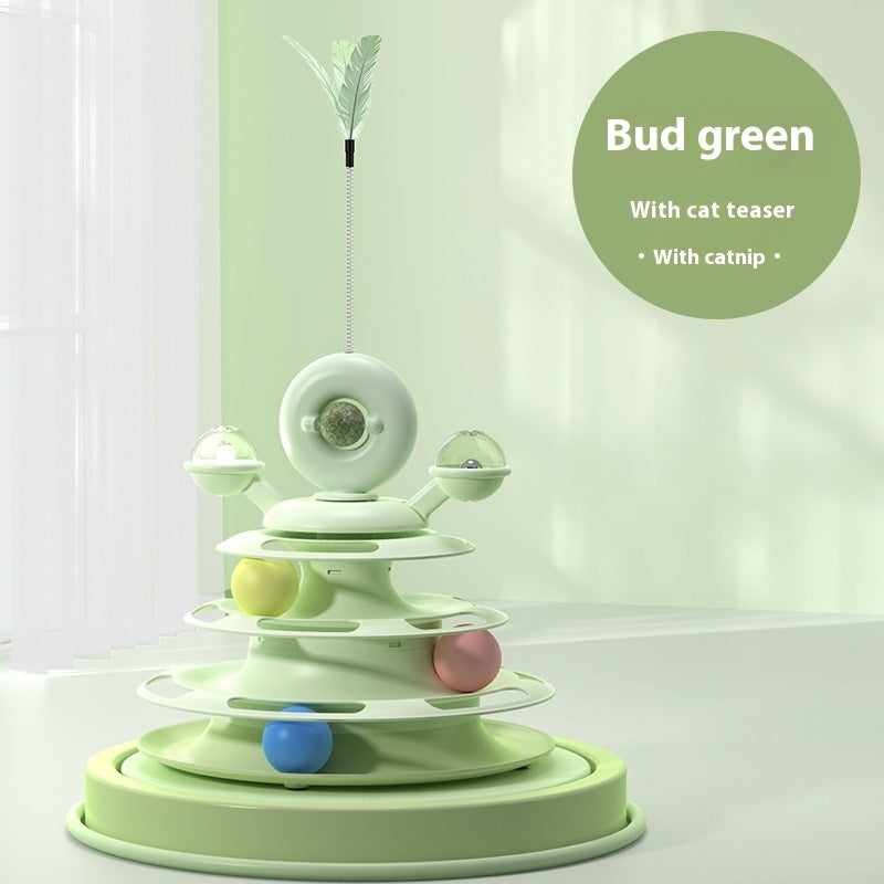 Torre de Juguete 4 Niveles para Gato Plataforma Giratoria Bolas Giratorias.