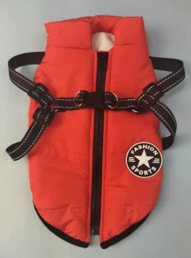 Ropa Chaqueta con Arnés Sencilla y Creativa de Otoño e Invierno para Mascota Perro