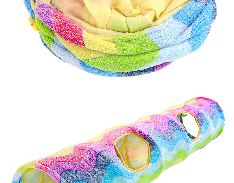 Túnel para Gatos Arcoíris, Tubo Resistente a los Arañazos y Plegable.