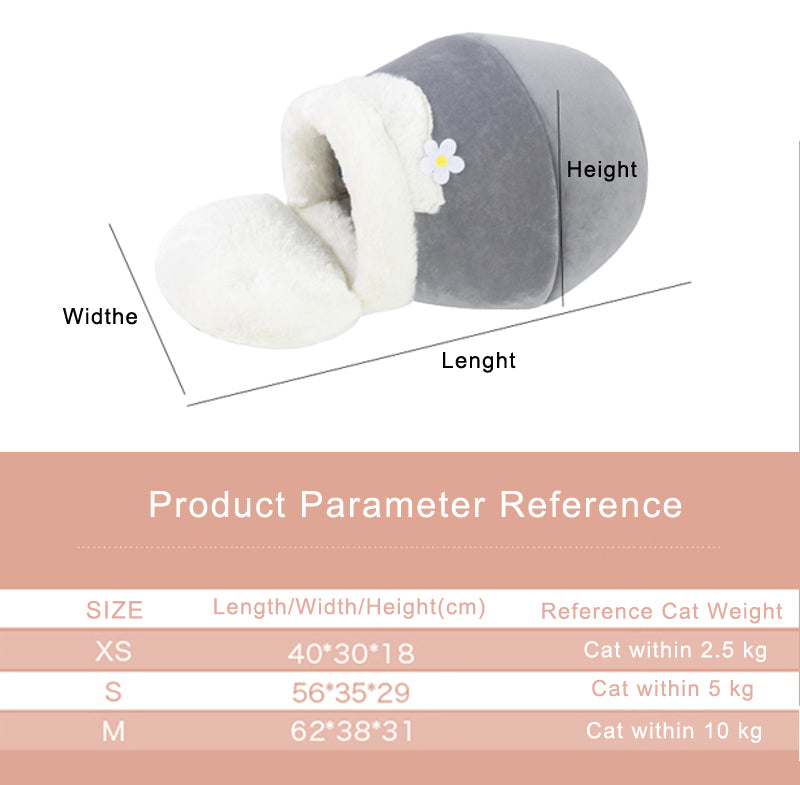 Cama Nido Semicerrada 3 en 1 para Gato Perro Mascota