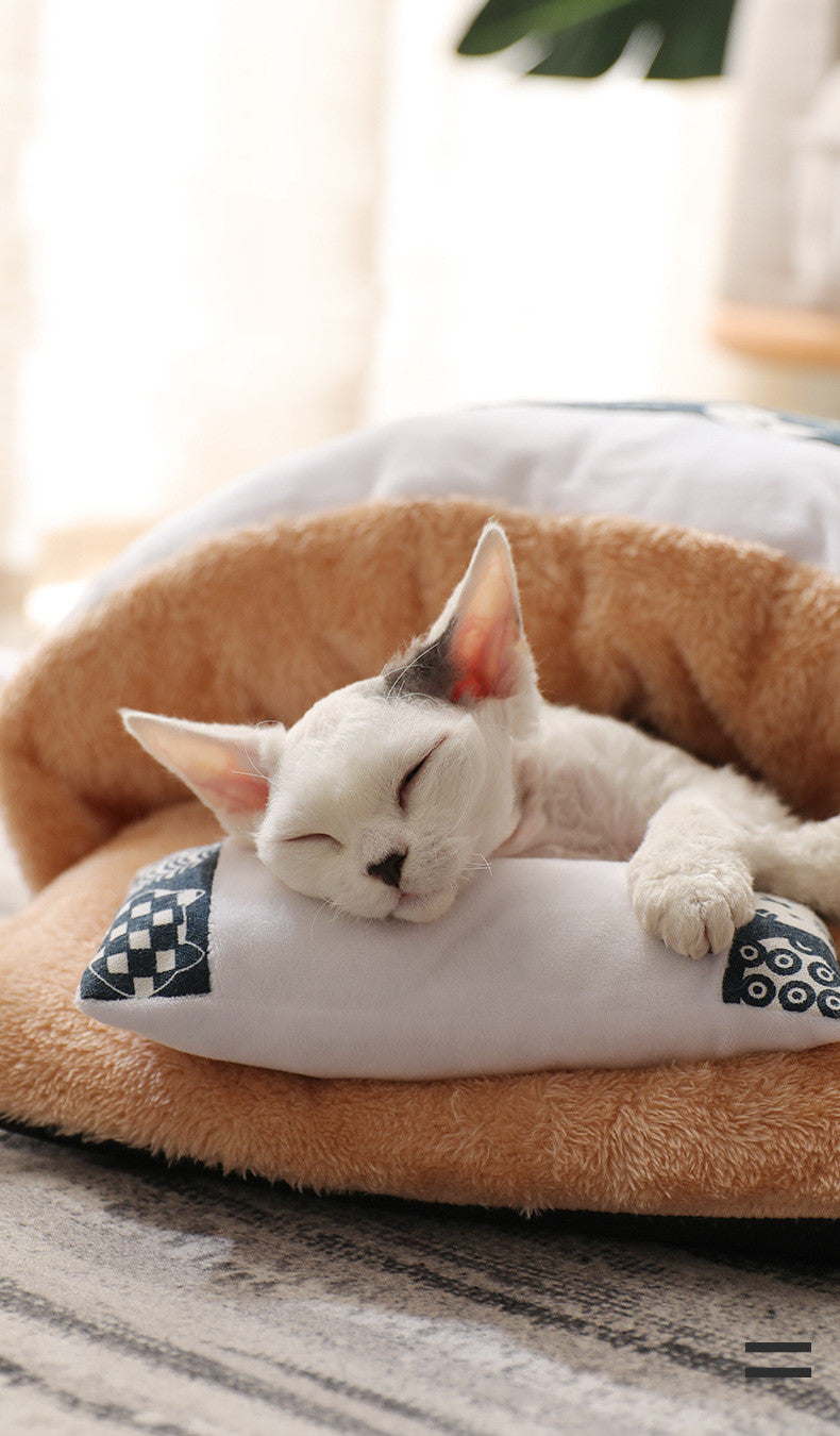Cama Cerrada para Gato Extraíble y Lavable Algodon Cachemira