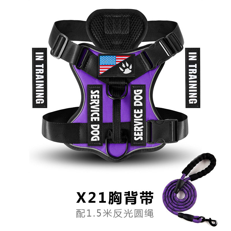 Arnés Correa de Pecho Táctica Reflectante para Perro Mascota