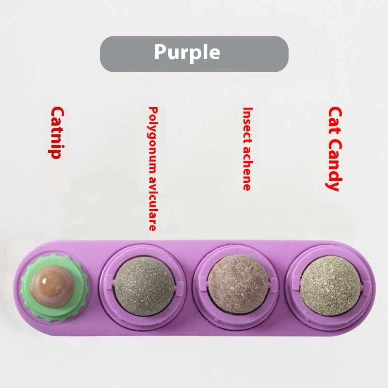 4 Bolas de Pared Hierba Gatera Golosina para Gato para Lamer de Larga Duración