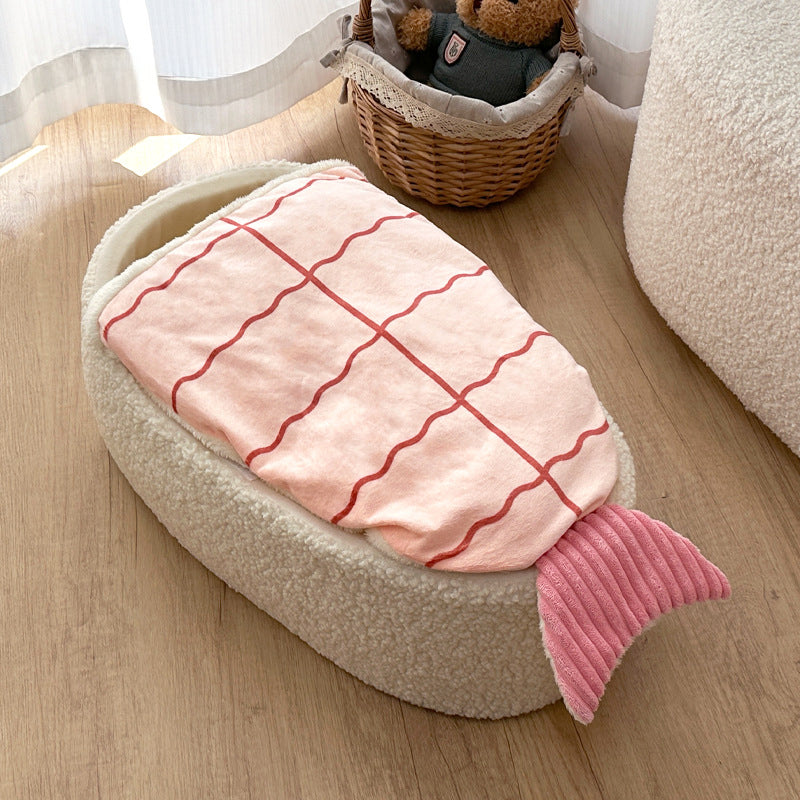 Cama Colchón para Mascotas con forma de Sushi Extraíble y Cálido